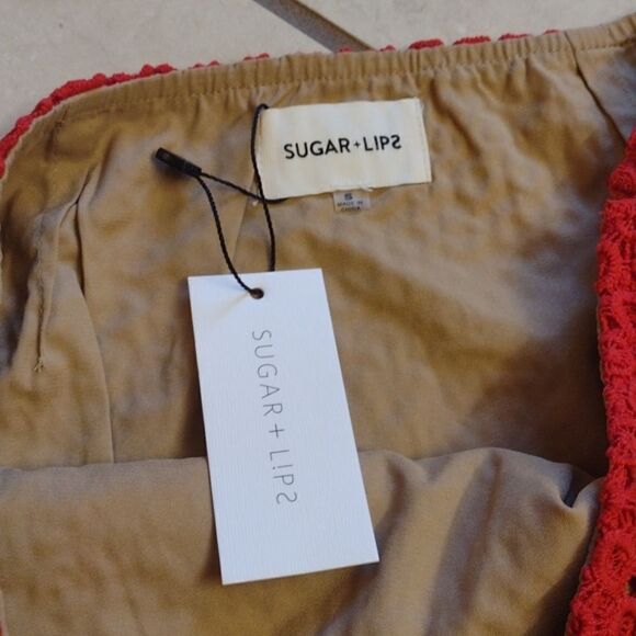 Sugar + Lips Red Lace Skirt tulip-hem Pencil Skirt miniskirt S Cute Sexy - Picture 7 of 14